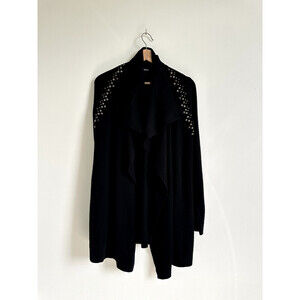 The Kooples Women's Wool And Cashmere Cardigan shoulder beads Black Size 1 $345